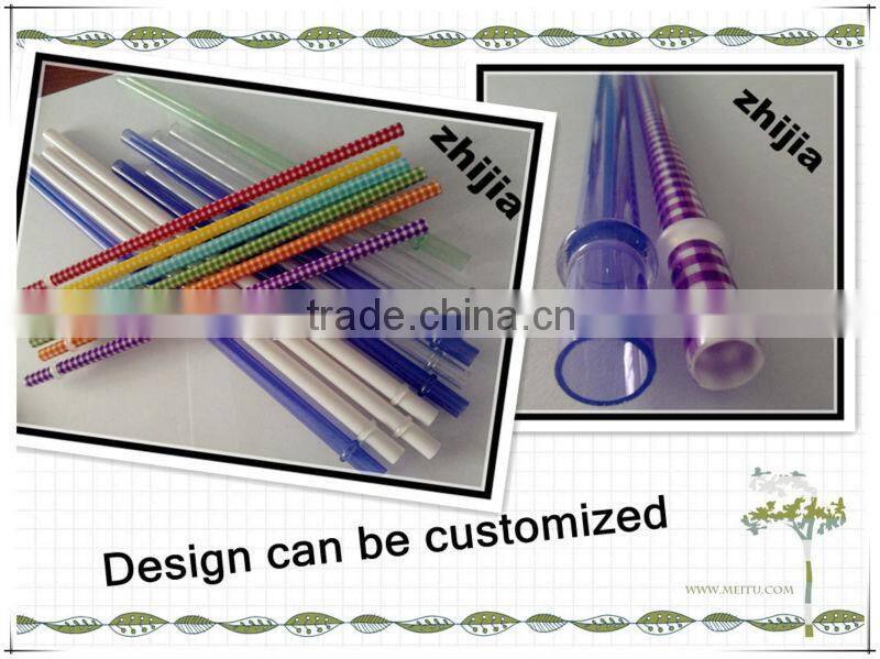 Colorful hard plastic decorative drinking straws