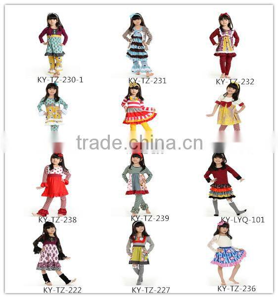 fashion fall kid clothes ruffle boutique girl clothing wholesale 2016