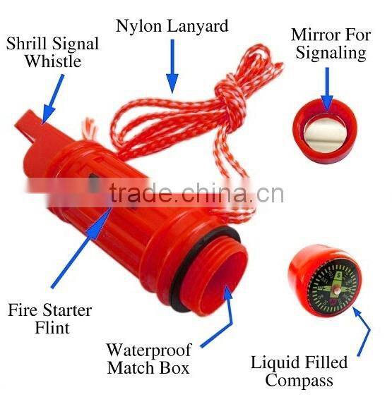 Flint Rock Fire Starter Compass Scraper Bottle Opener Dividing Ruler Map Rangefinder