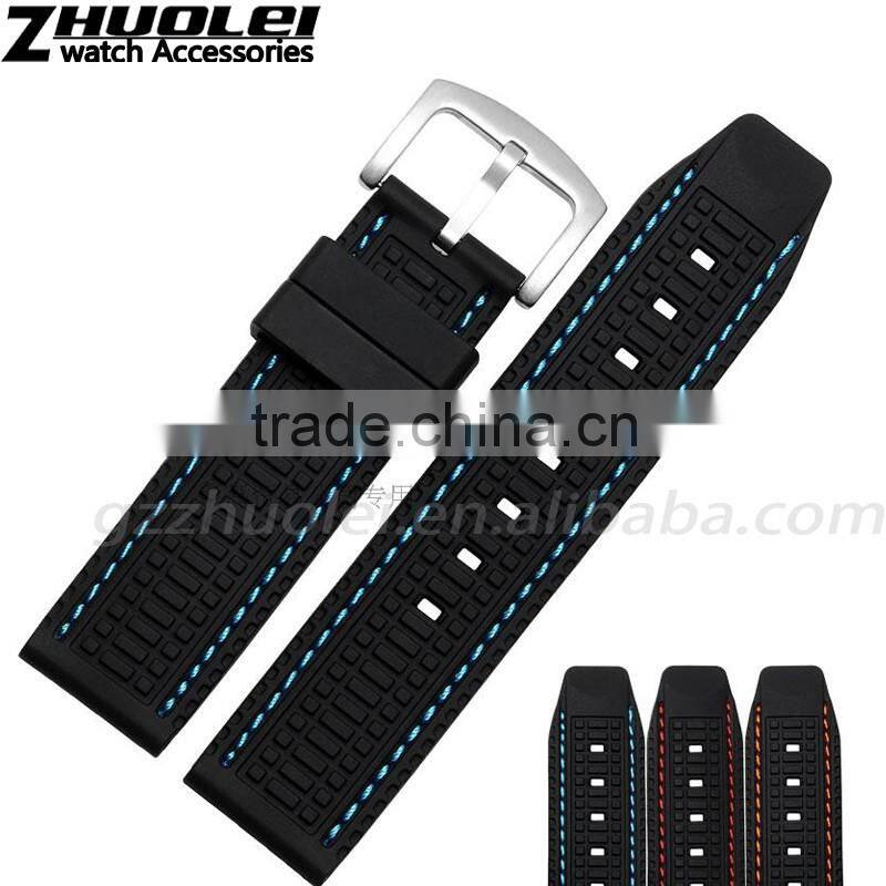 24mm black diver Rubber watch strap Wholesale 3PCS