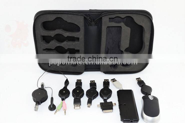 Portable Travel USB Kits Mobile Charger with Quality Black Bag as for Promotional Gifts