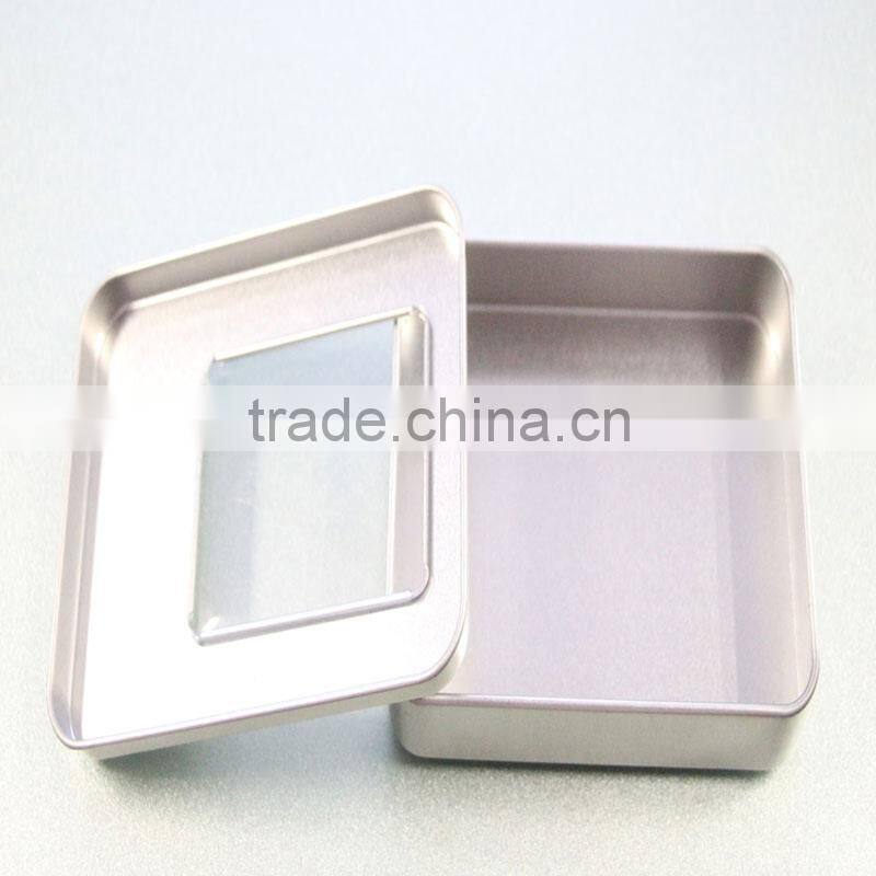 china manufacture rectangular tin box with window