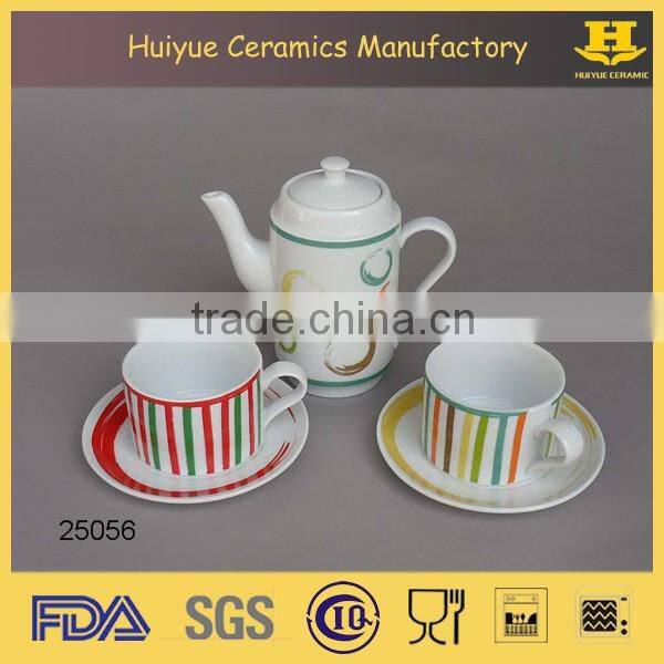 porcelain tea set with decal, high quality tea set
