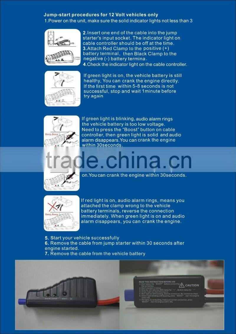 2016 torch jump starter with white red led light