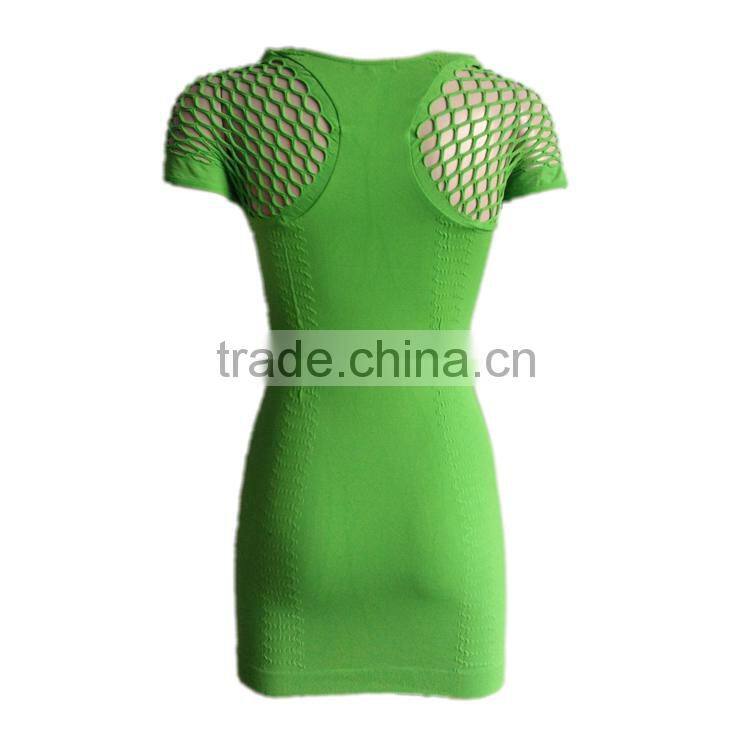 2016 Wholesale OEM Service Fitness Wear Wholesale Sexy Mesh Sleeve Ruffle Women Summer Dress