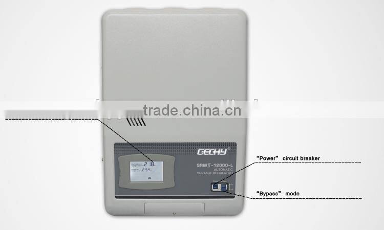 SRWII-12000-L single phase wall mounted LCD display relay control type full automatic AC voltage regulator/stabilizer/AVR