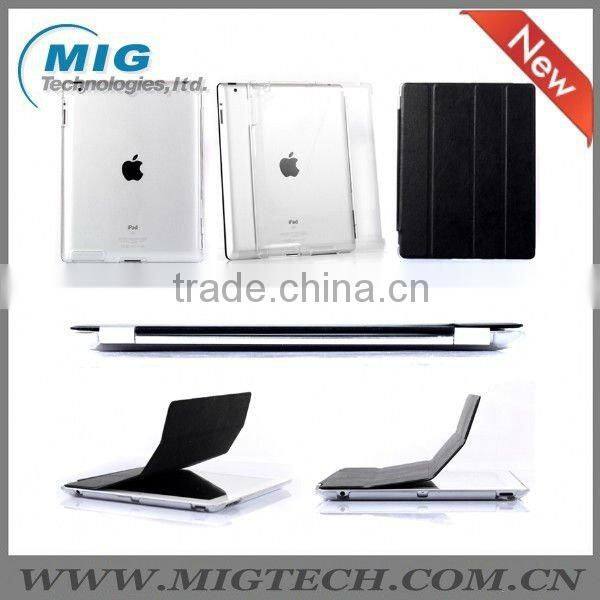for ipad3 smart cover with crystal back cover
