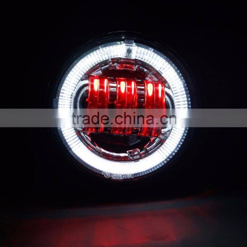 LED Harley Round 4.5inch Motorcycle LED Fog Lights LED Angel Eyes Fog Lights with Turn Signal Lights DRL LED Fog Light EMC