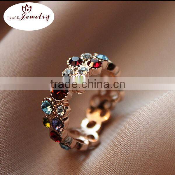 Hot sale fashion 925 sterling silver flower rings made with crystal 925 silver flower rings jewelry