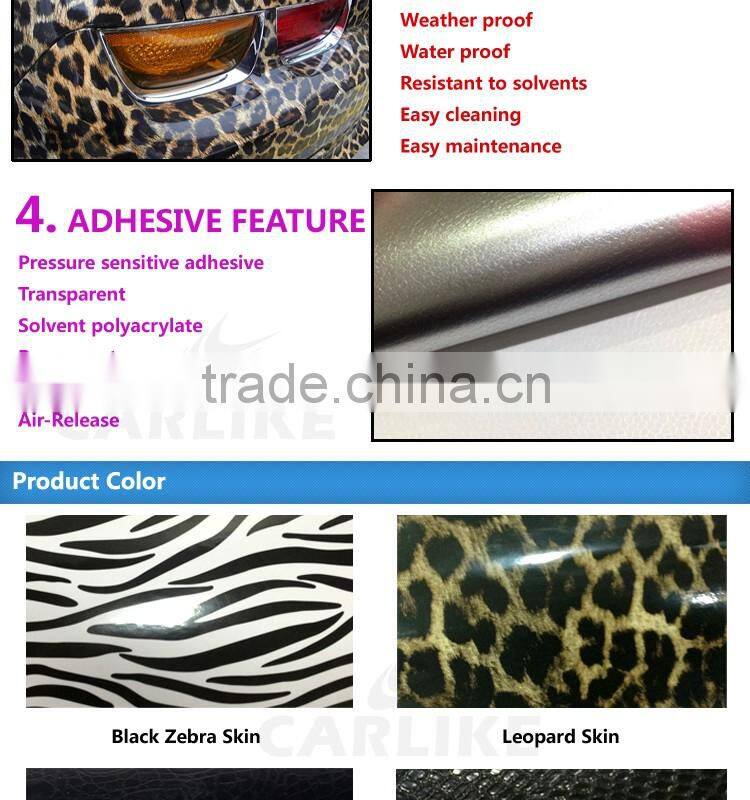 CARLIKE Waterproof Black Snake Skin Self Adhesive Sticker