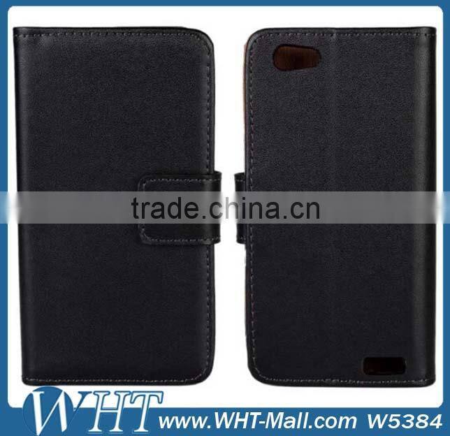 Top Quality Leather Flip Credit Card Slots Wallet Style Case Cover for HTC One V Mobile Phone Case