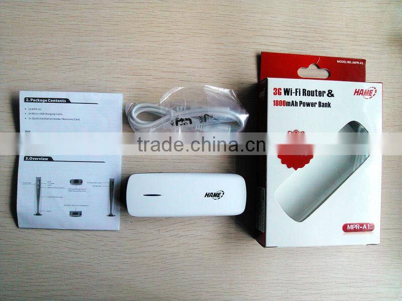 hame MPR A1 mini usb wireless 3g 4g router with 1800mAh power bank