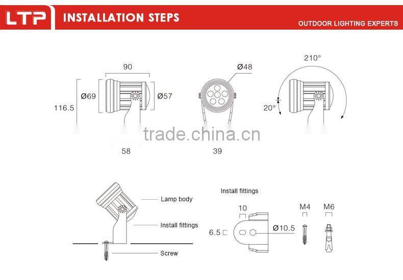 Outdoor Light Aluminum Alloy Housing CE&RoHS 3000K ip65 dc24V 18W LED Flood Light