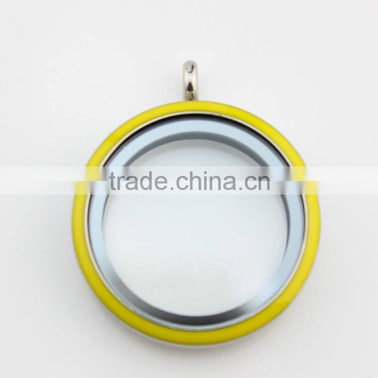 DIY 30mm orange enamel colored 316L stainless steel screw large floating charms locket