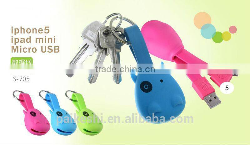 High quality traveling gift ox head shape silicon 2 in 1 USB cables