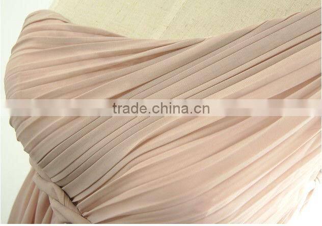 Inclined shoulder pressure fold long dress bridesmaid dress a little evening dressS02
