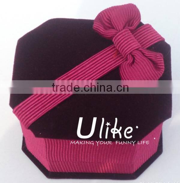 velvet jewelry ring gift box with bowknot velvet necklace gift boxes