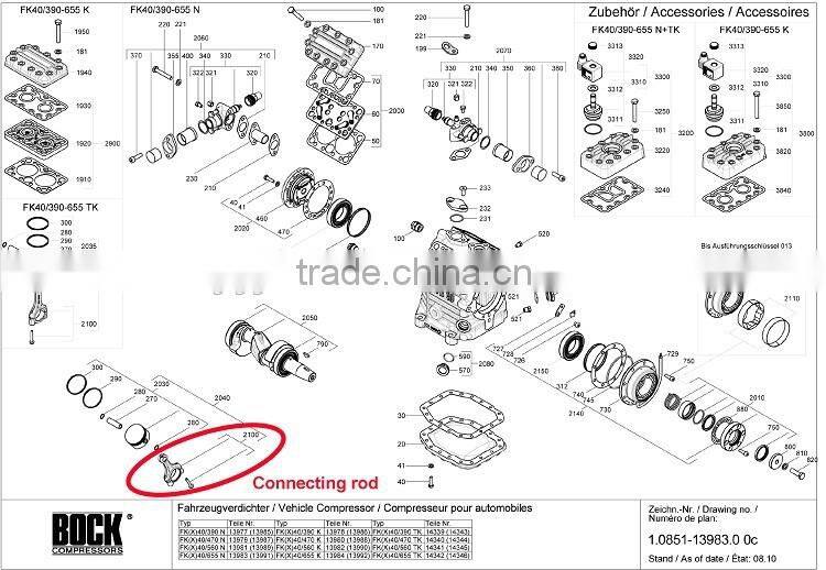 Bock Connecting Rod FK40 (08449) for bus air conditioner compressor