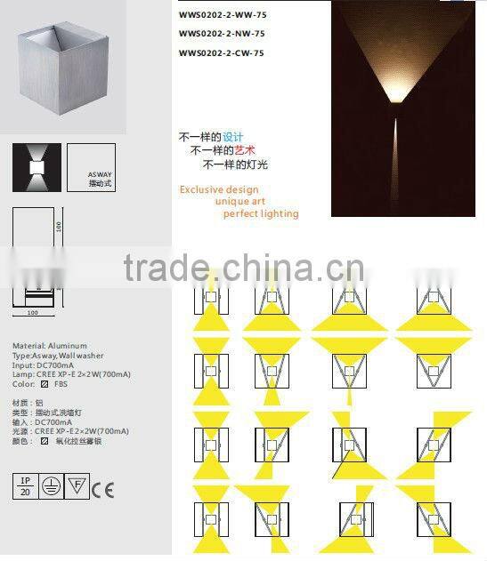 4W decorative up and down led wall lamp