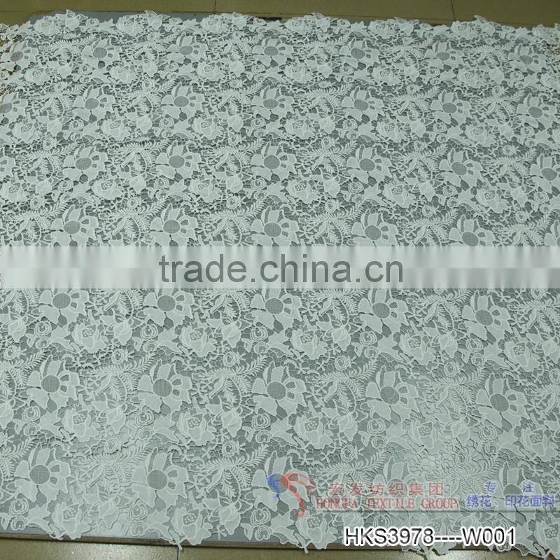 Chemical fabric embroidery design bridal white floral lace fabric