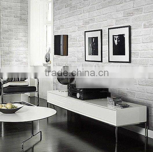 White Grey Real Looking Deep Embossed Textured 3D Brick Pattern Wallpaper Roll