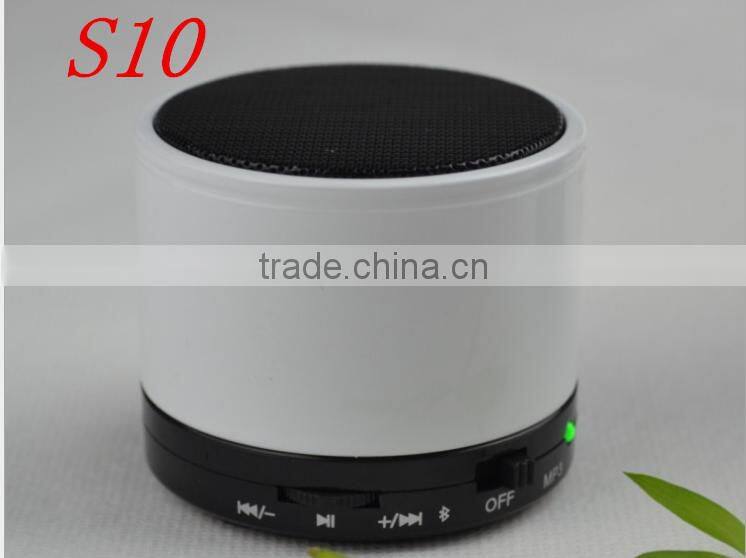 2014 best price portable wireless mini music s10 bluetooth subwoofer speaker for mobile phones with fm radio/tf/usb