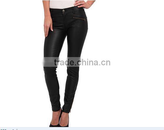 tight sexy zipper decoration leather pant