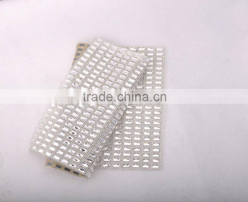 wholesale hot fix rhinestone mesh trimming with 8*8mm glass stone for garment accessories