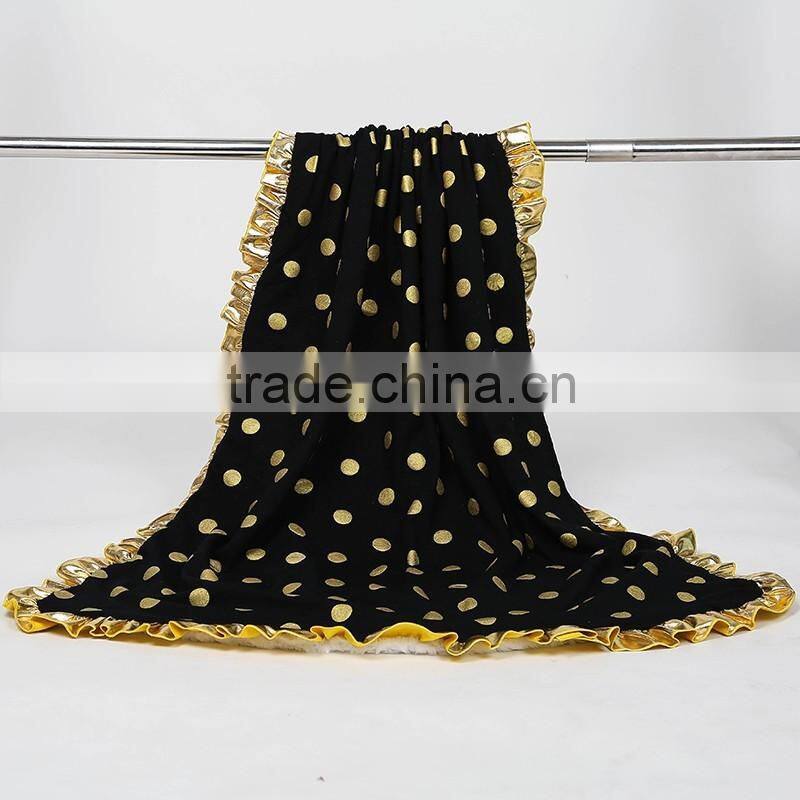 Black and Gold Polka Dot Baby Blanket Baby Bedding Blanket Nursery Black and Gold