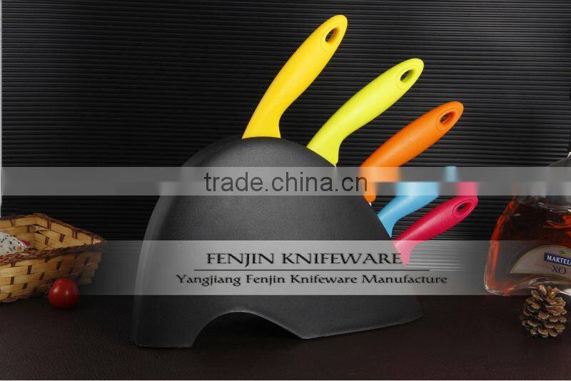5-pcs PP Handle Color Knife Set with PP Knife Block