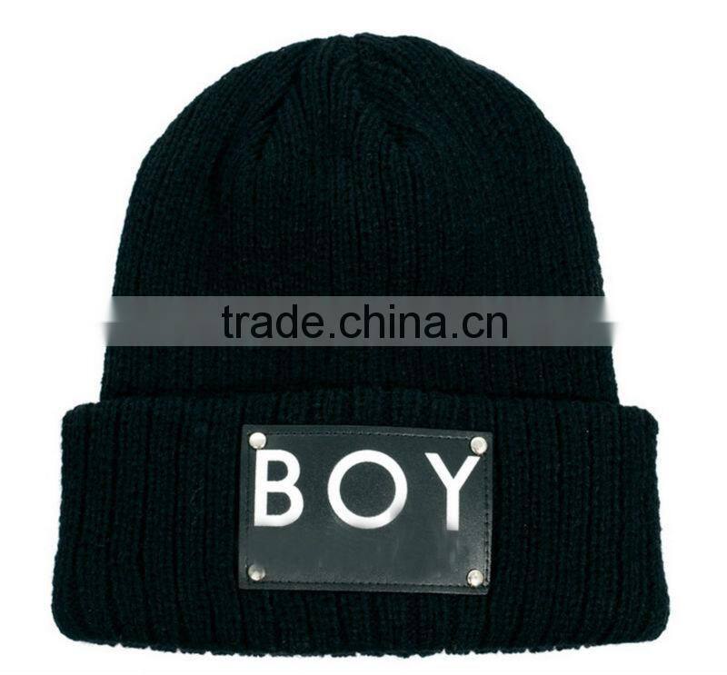 boy patch unisex beanie knitted hat