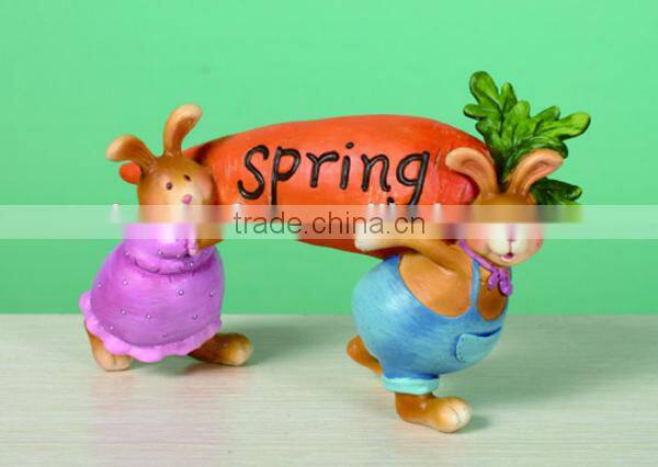 Resin Spring Bunny on Carrot 2 Asst