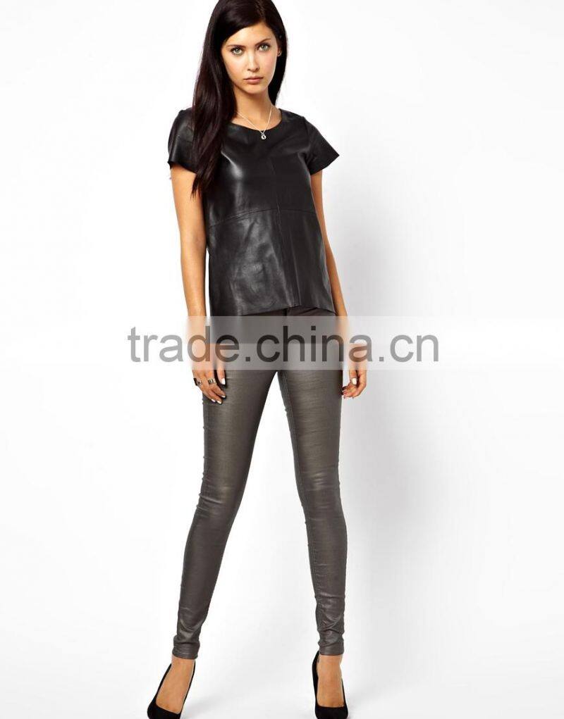 wholesale cheap sexy women leather t shirt printing machine JXH013