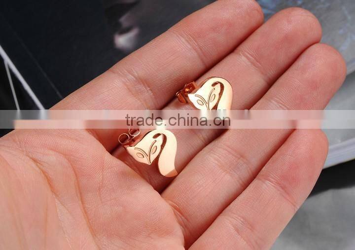 KSTONE Fox Designs Stainless Steel Rose Gold Stud Earrings For Girls