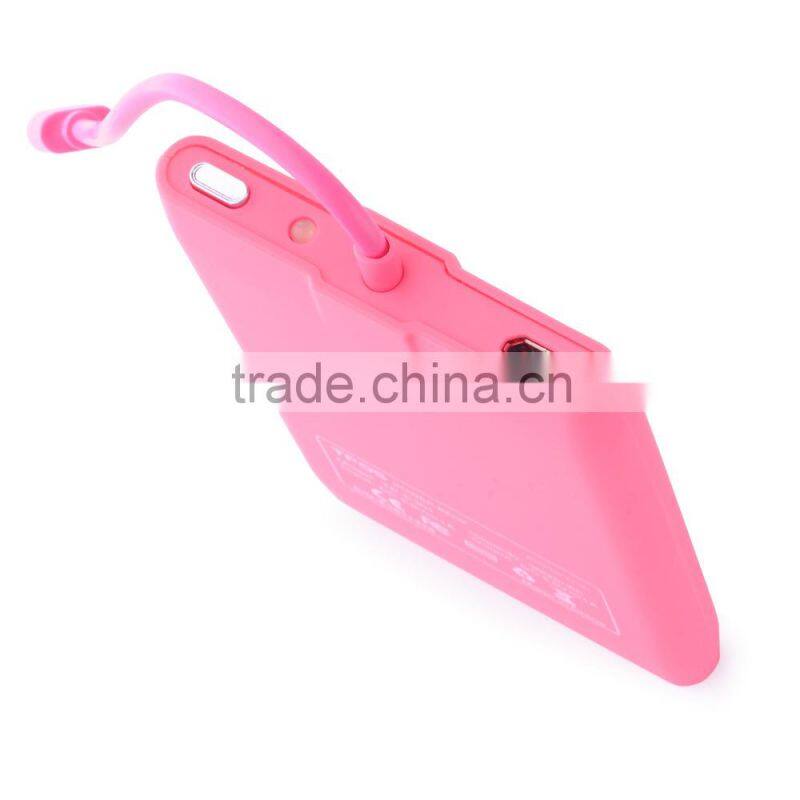 Built in cables 3000mAh power bank credit card shaped portable mobile phone charger