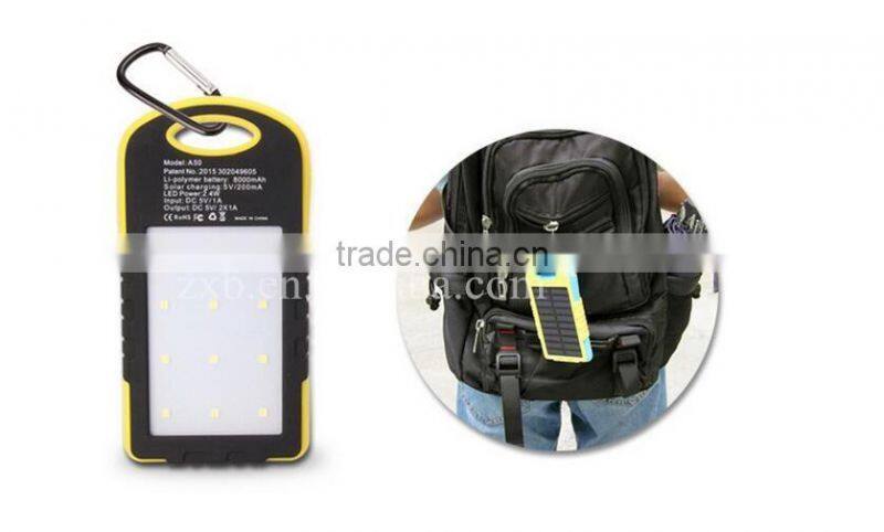 Safe and real 5000mAh solar power bank special for outdoor Solar power bank mobile phone solar charger
