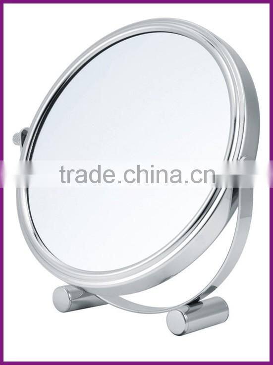 round shape cosmetic magnifying metal mirror with stand