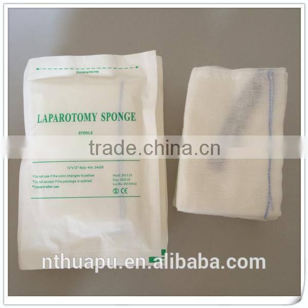 12" x 12" 12ply medical sterile laparotomy sponge with blue loop