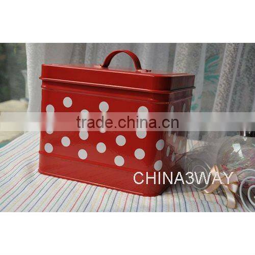 Polka Dot painted metal bucket