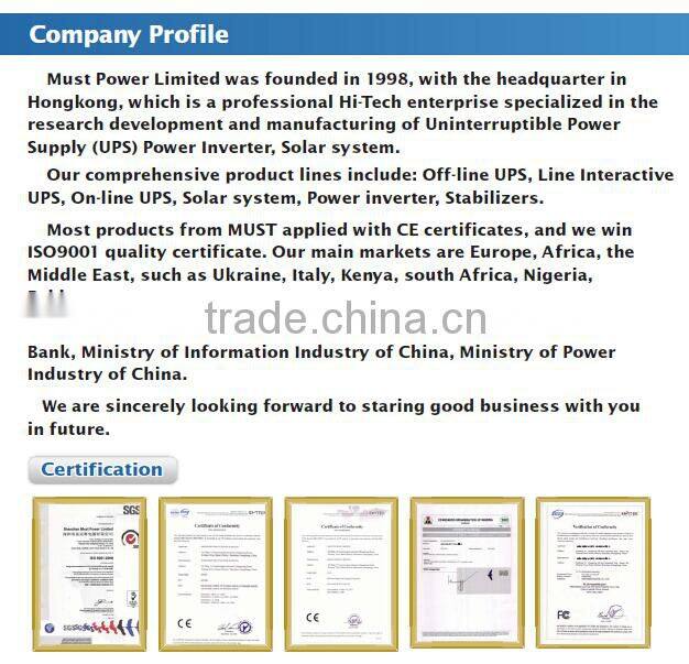 Must solar ISO factory hot selling mppt off grid hybrid power inverter with solar charger 1kva-5kva solar power system