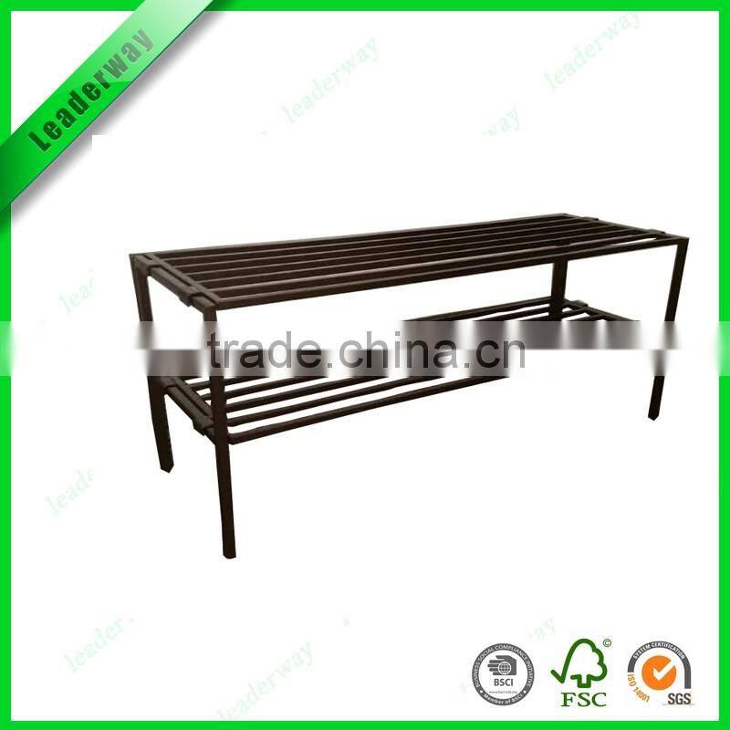 bamboo shoe storage rack bench with white sponge mat