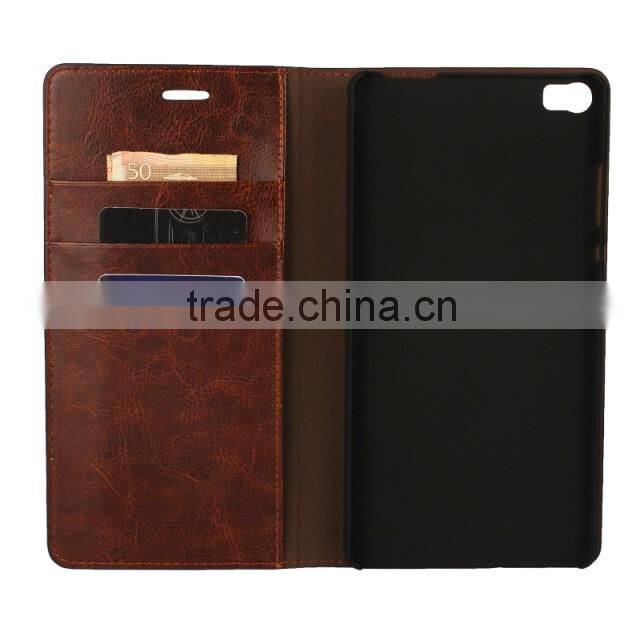 Fashionable Popular Magnetic flip leather wallet case with card slots luxury leather case for Huawei P8 Max fast delivery