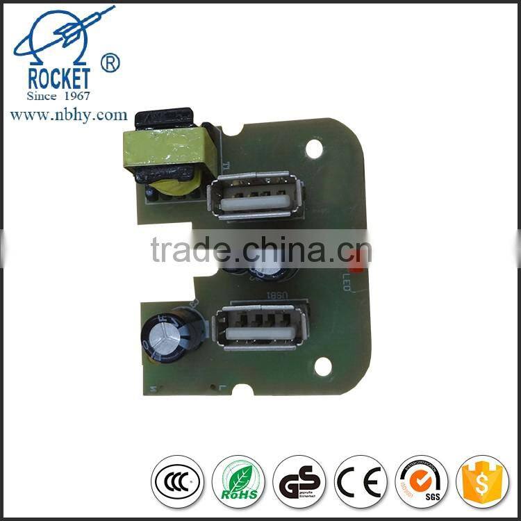 Chinese hot selling 5V1A dual USB port PCB board OEM, design and manufacture for power adaptor