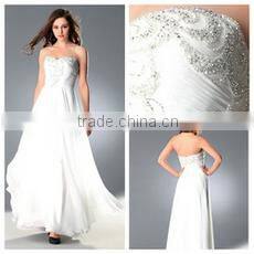 Stylish Pretty See Through Round Neck Off Shoulder Chiffon Wedding Dress Prom Evening Dress
