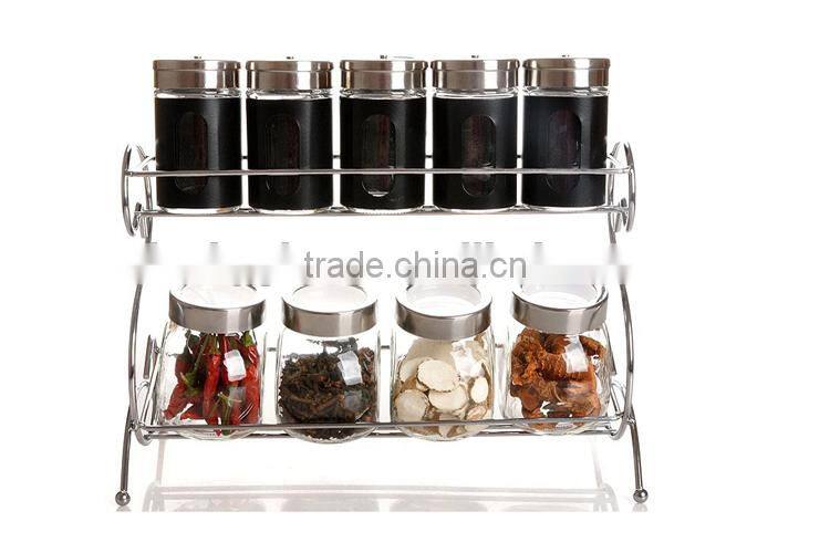 dressing black glass jar set with rack
