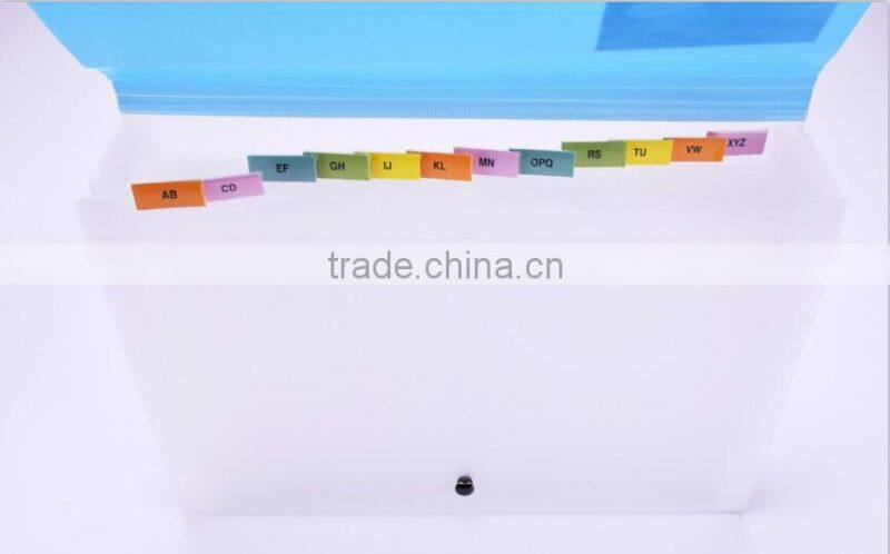 A4/FC Plastic product expanding wallet, pp file folder with 13pockets,high quality office statonery