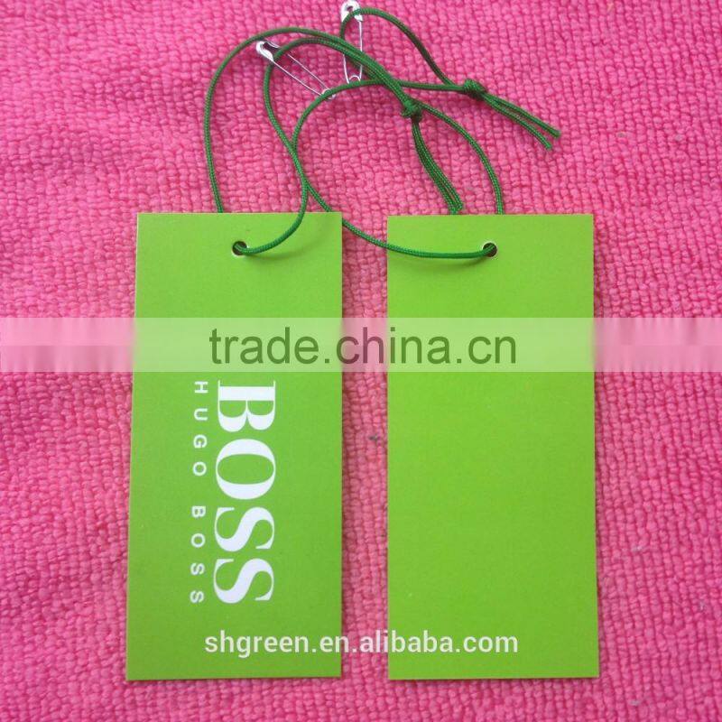 Double sides artpaper printing hangtag with safety pin
