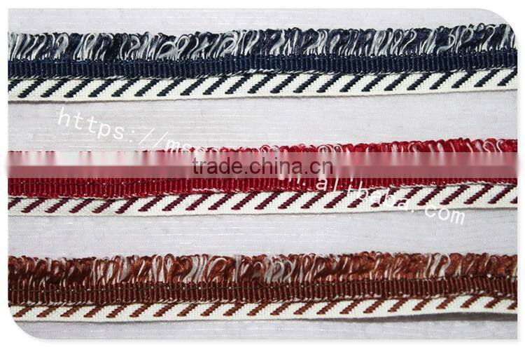 Good price 1.6cm width yarn dyed polyester weave with fringe wholesale