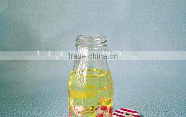 Vintage milk beverage glass bottle with printing