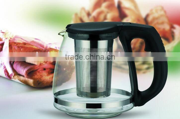 Commercial Heat Resistant Glass Teapot With Stainless Steel Infuser